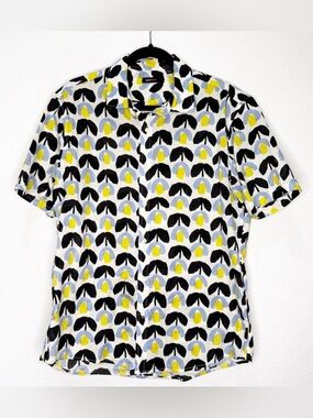 Postmarc Button Down Art Floral Abstract Shirt Cotton